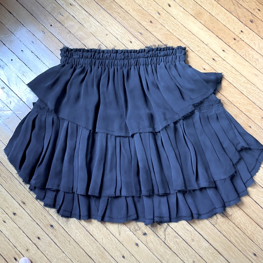 LoveShackFancy silk ruffle mini skirt XS